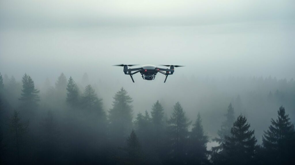 how far can a drone camera see in fog