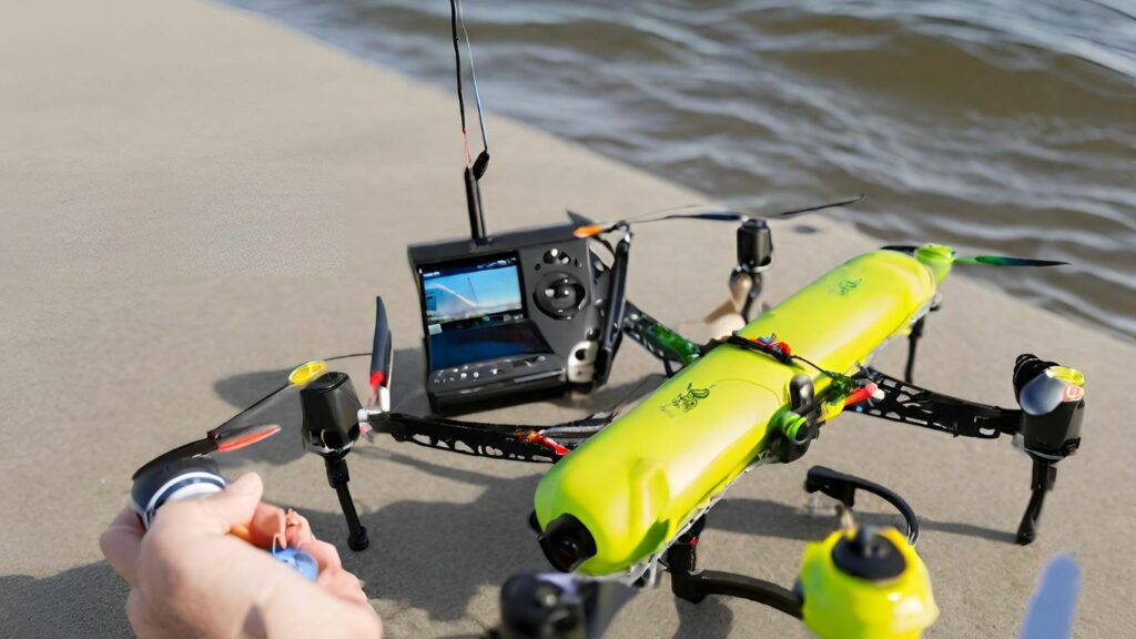 drone equipped with a high-quality fishing line spool, sturdy release mechanism