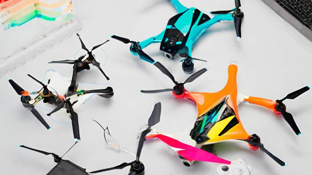 vibrant colors to represent each drone