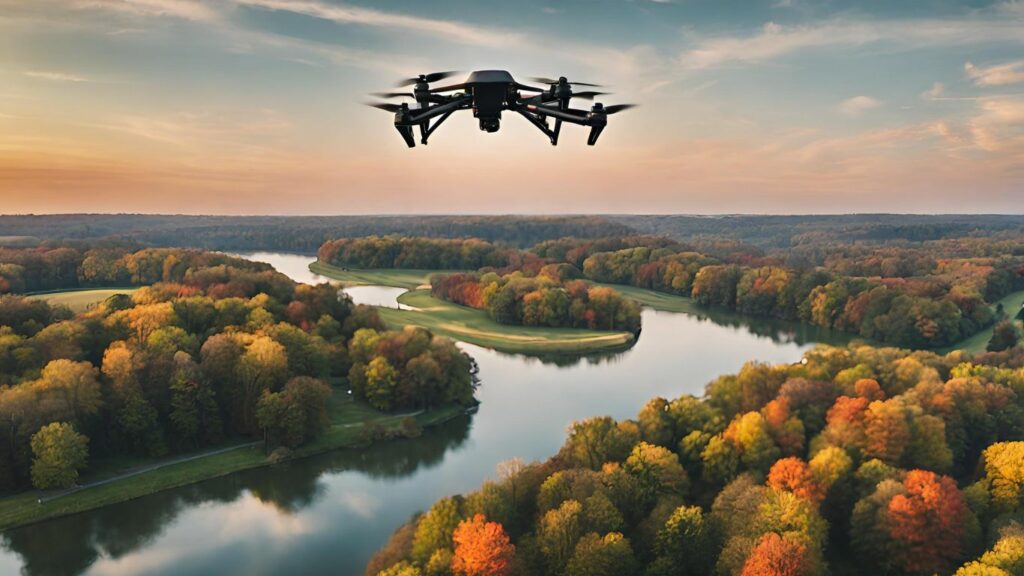 A picturesque Ohio landscape with a drone hovering above