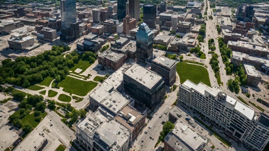 An aerial view of Kansas City's commercial real estate